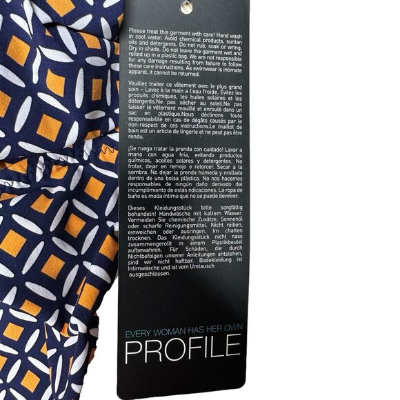 Gottex Tankini Swim Top Size 32D Blue Orange White Padded Underwire Geometric - Picture 11 of 11